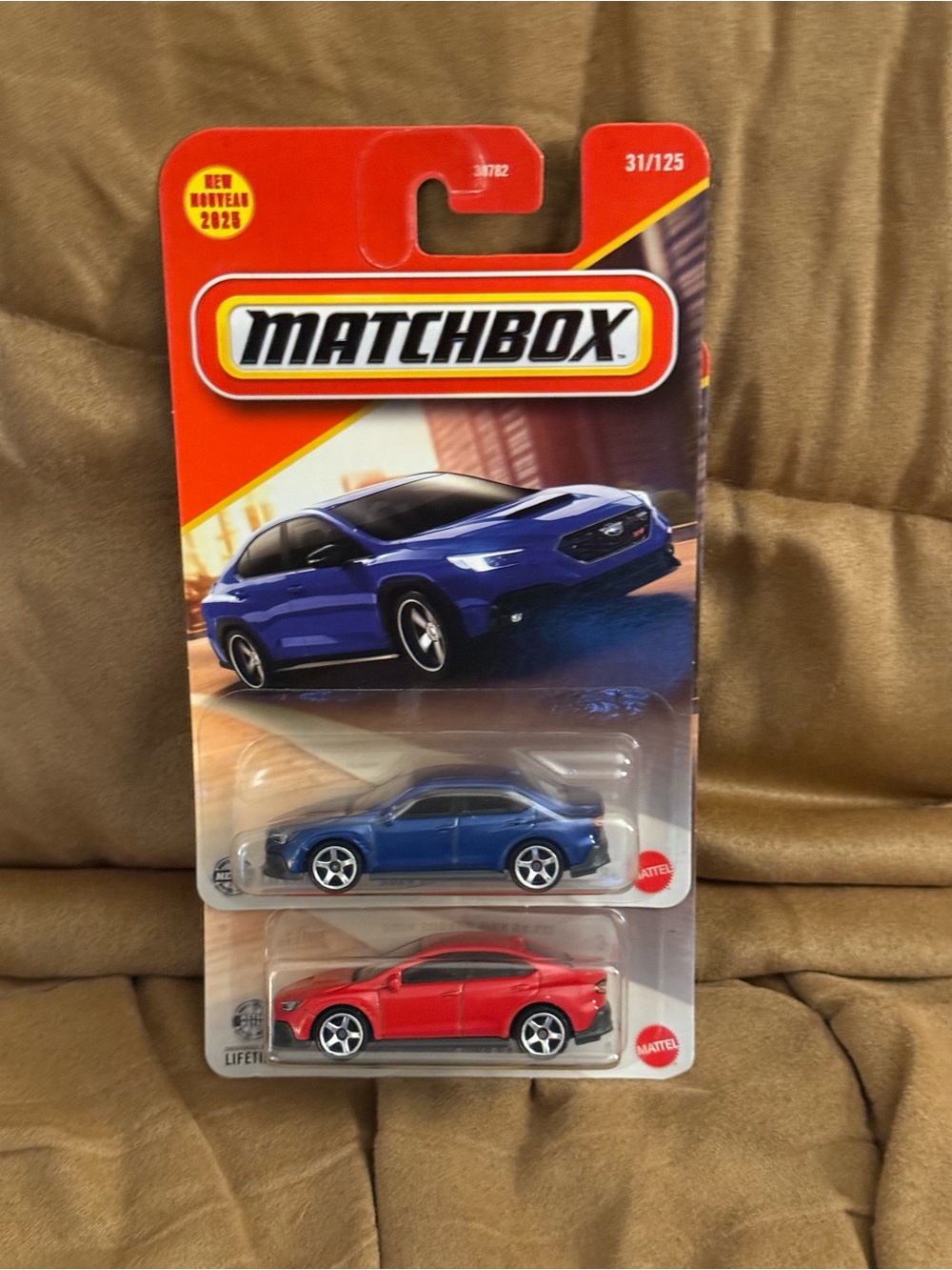 Matchbox Two-Pack: Blue and Red Sedan Toy Cars